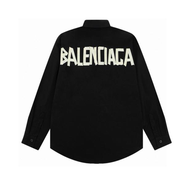 Balenciaga巴黎世家新款后背胶带压花Logo男女同款长袖衬衫外套